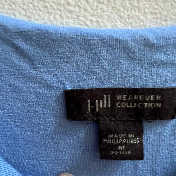 J.Jill Wearever Collection Women's Medium Summer Beachy Blue Jersey Dress Medium - Picture 3 of 7